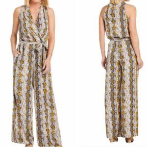 PEYTON JENSEN Snakeskin Print Wide Leg Jumpsuit XS